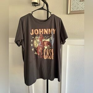 Johnny Cash Western Graphic Tee Women’s Size 3X Relaxed Fit Vintage Wash Black